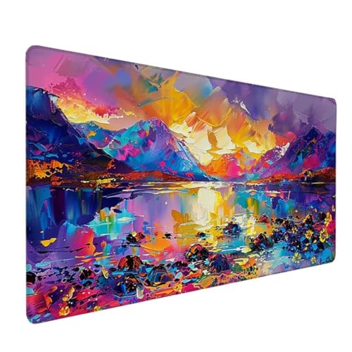 Schreibtischunterlage, Mauspad mit Leder und Rutchfeste Wildleder, Multifunktionales Office Mousepad Laptop Schreibunterlage, Tisch-Schutz Unterlage für Büro/Home 800x300x3 mm Van Gogh Abstrakt 3 R von BEIJUYHU