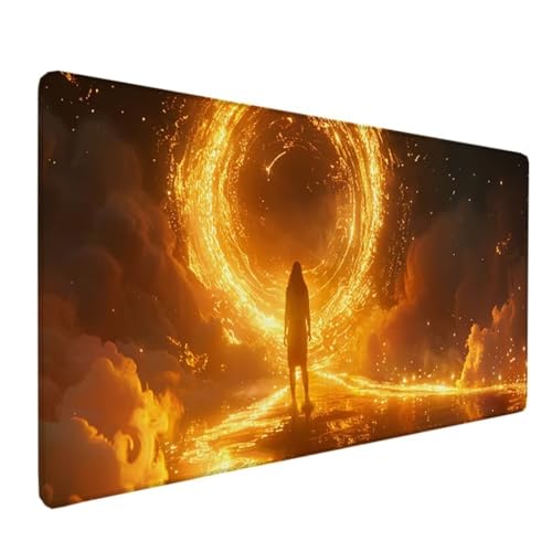 Schreibtischunterlage, Mauspad mit Leder und Rutschfester Wildleder, Mousepad Multifunktionales Mousepad Laptop Schreibunterlage, Tisch-Schutz Unterlage für Büro/Home 800x300x3mm, Gelb Traum L-P von BEIJUYHU