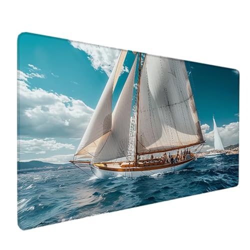 XXL Mauspad komplett Rosa Segelboot Speed Gaming 700x300x3mm - XXL Mousepad - Tischunterlage Large Size - Maus Pad verbessert Präzision & Geschwindigkeit - Stabiler Halt auf glatten Oberflächen S-W von BEIJUYHU