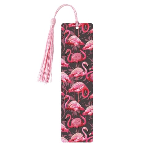 Bedruckte Lesezeichen mit niedlichem Flamingo-Muster, exquisite Holz-Lesezeichen für Frauen, ideales Geschenk für Buchliebhaber, Rosa von BEIVGOXL