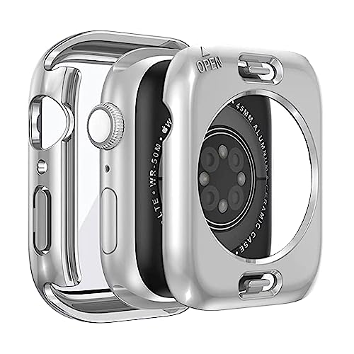BELIYO Schutzhülle Kompatibel mit Apple Watch Ultra2/Ultra/SE2/SE/9/8/7/6/5/4, Bildschirm 360 Schutzhülle aus,insgesamt wasserdicht für Apple Watch SE2/SE/6/5/4 40mm schutzhülle(40mm,Silber) von BELIYO