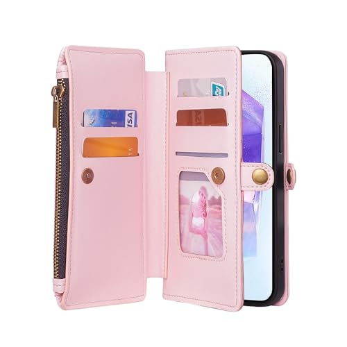 BELLA BEAR Moto Edge 50 Neo 5G Case [6 Kartenfächer] [Seitentasche mit Reißverschluss] [Fotofach] [Einstellbarer Schultergurt] [Kickstand] Wallet Case für Moto Edge 50 Neo 5G (Rosa) von BELLA BEAR