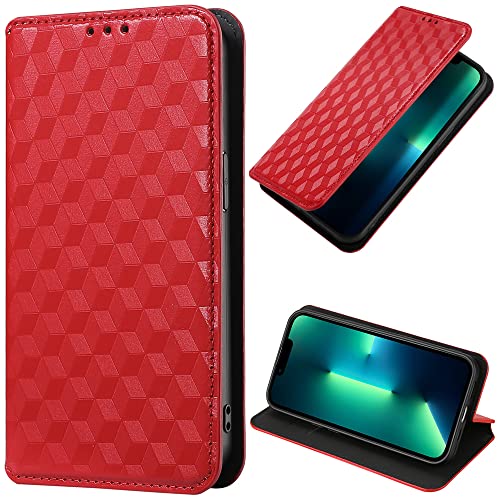 BELLA BEAR Nokia X30 5G Handyhülle, Magnetische Flip-Leder-Geldbörsenhülle, Kickstand-Hülle, Stoßfeste Schutzhülle für Nokia X30 5G-Rot von BELLA BEAR