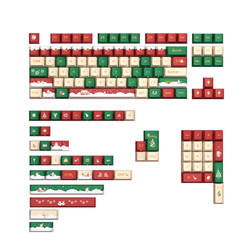 BELOWSYALER 142-Tasten Tastenkappen Set Weihnachtsthema Ergonomische Tastenkappe Für Mechanische Tastaturen Für 104 87 61 ANSI Standardlayout Tastenkappenstärke von BELOWSYALER