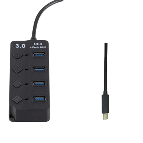 USB/Typ C Hub 4 Ports USB Extender Splitter mit einzelnen Schaltern für verschiedene Geräte und Arbeitsumgebungen USB Hub Erweiterung von BELOWSYALER