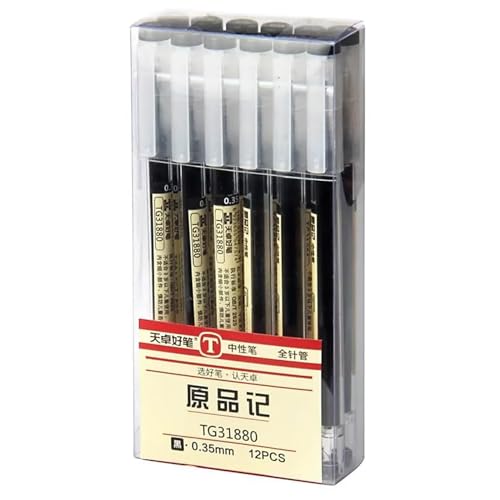 Gelschreiber, japanischer Stil, flüssig, 0,35 mm, ultrafeiner Kugelschreiber, für Büro, Schule, Schreibwaren, 12 Stück/Set, schwarz von BEMLP