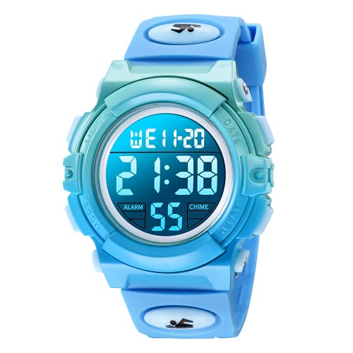 BEN NEVIS Digital Uhren für Kinder Jungen - 50 M Wasserdicht Sports Outdoor Digitaluhr Kinder Silikon Armbanduhr mit Wecker/Stoppuhr/LED-Licht/Stoßfest/Datum,Elektronische Kinderuhren Blau von BEN NEVIS