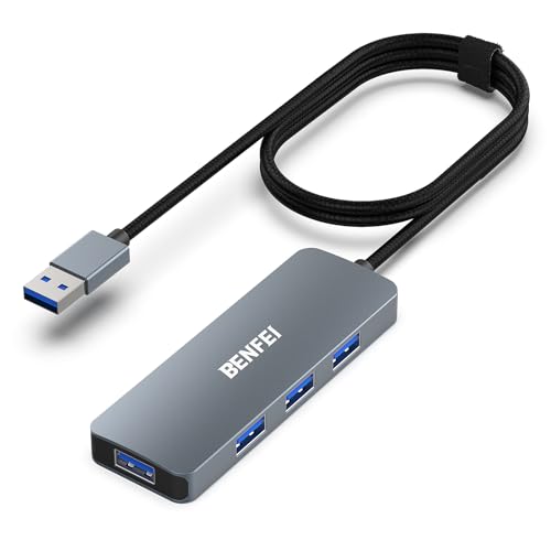 4-Port USB 3.0 Hub mit 1 Meter Kabel, BENFEI Ultra-Slim USB 3.0 Hub Kompatibel mit MacBook, Mac Pro, Mac Mini, iMac, Surface Pro, Flash-Laufwerk und Mobile Festplatte[Nylon geflochten&Aluminum Alloy] von BENFEI