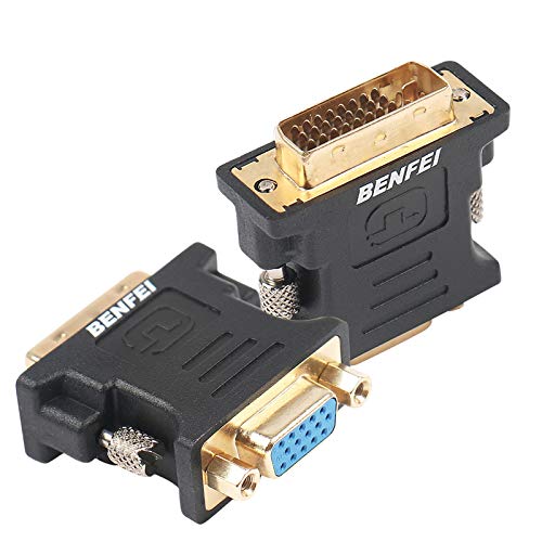 BENFEI DVI-I auf VGA-Adapter, 2 Stück DVI 24+5 auf VGA-Stecker auf Buchse, Adapter mit vergoldetem Kabel von BENFEI