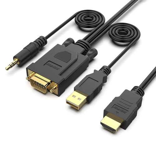 BENFEI HDMI auf VGA Kabel mit Audio und Power, HDMI auf VGA 0,9m Kabel Kompatibel für Geräte mit niedrigem Stromausgang wie MacBook Pro mit Retina-Display, Sony PS4,Mac Mini,Apple TV usw von BENFEI