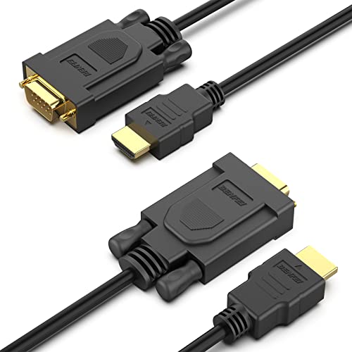 BENFEI HDMI zu VGA Konverter-Kabel 1,8M 2 Stück, Unidirektional HDMI zu VGA D-SUB 15 Pin M/M Unterstützung 1080P Signal von HDMI Eingang Laptop HDTV zu VGA Ausgang Monitoren Projektor,Fernsehapparat von BENFEI