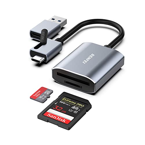 BENFEI Speicherkartenleser, USB Kartenleser 3.0, USB C Kartenleser Aluminum 2in1, Kartenlesegerät USB C, kompatibel für SD/Micro SD/TF/SDHC/SDXC, kompatibel mit Android/Windows/Mac/iPad OS usw. von BENFEI