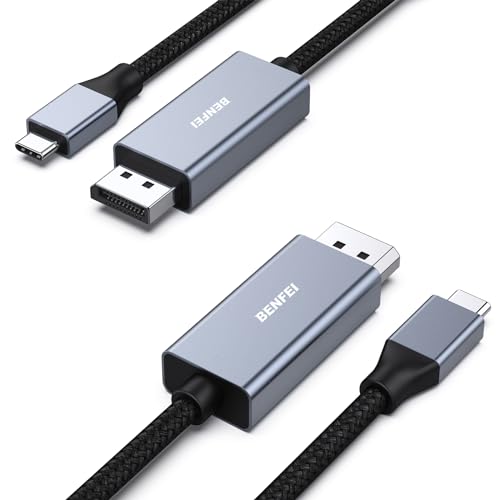 BENFEI USB C auf DisplayPort Kabel 1,8M (4K@144Hz/120Hz/60HZ,2K@240Hz/144Hz),2 Stück USB Typ C (Thunderbolt 4/3)zu DisplayPort Kabel für iPhone 15 Pro/Max MacBook Pro/Air 2023 iPad Pro iMac S23 XPS 17 von BENFEI