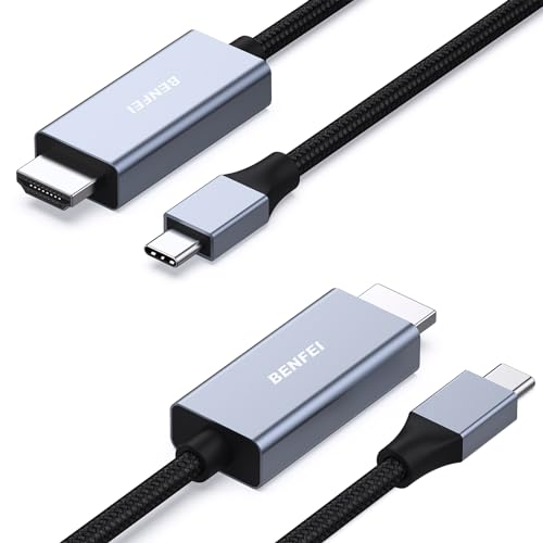 BENFEI USB C auf HDMI Kabel 1,8m(4K@60Hz, 2k@144Hz), 2 Stück USB Typ C auf HDMI [kompatibel Thunderbolt 3/4] für iPhone 15 Pro/Max MacBook Pro/Air 2023 iPad Pro iMac S23 XPS 17 usw von BENFEI