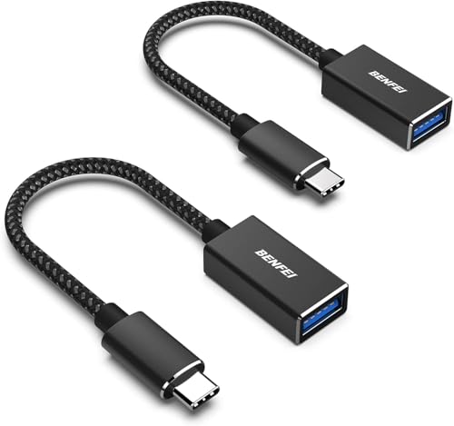 BENFEI USB C auf USB 3.0 Adapter, 2 Stück USB Typ C zu USB Typ A Stecker zu Buchse, Kompatibel mit iPhone 15 Pro/Max MacBook Pro/Air 2023 iPad Pro iMac S23 XPS 17 usw, Schwarz von BENFEI