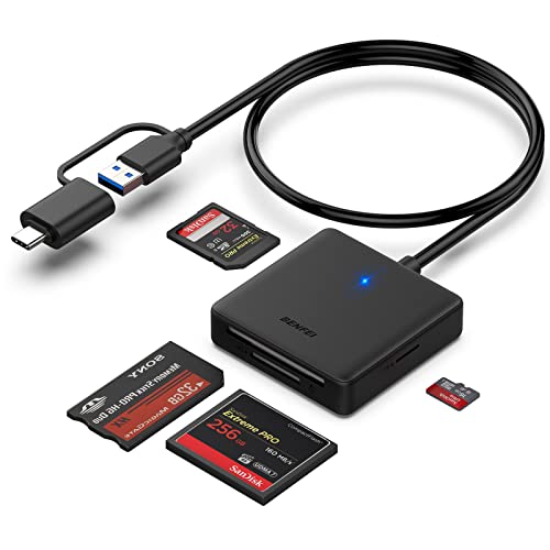 Speicherkartenleser, BENFEI 4 in 1 USB USB-C auf SD Micro SD MS CF Kartenleser Adapter von BENFEI