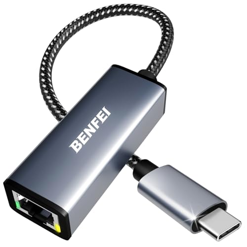 USB C auf Ethernet Adapter, BENFEI Thunderbolt 3 auf RJ45 LAN Netzwerk Adapter Kompatibel für MacBook Pro 2019/2018/2017, MacBook Air und mehr[Nylon geflochten&Aluminum Alloy] von BENFEI