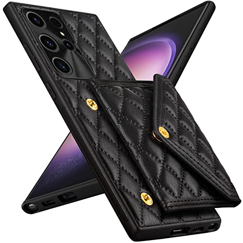 BENNALD Hülle für Samsung Galaxy S23 Ultra Hülle mit Abnehmbaren Kartenfach Wallet Premium Leder Hülle Samsung S23 Ultra Standfunktion Stoßfeste Galaxy S23 Ultra Schutzhülle Schwarz von BENNALD