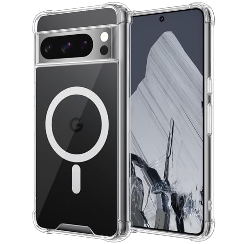 BENNALD für Google Pixel 8 Pro Hülle Magnetisch Handyhülle Militärnorm Schutzhülle Transparent Vergilbungsbeständig Airbag Case Kompatibel mit Allem MagSafe Zubehör von BENNALD