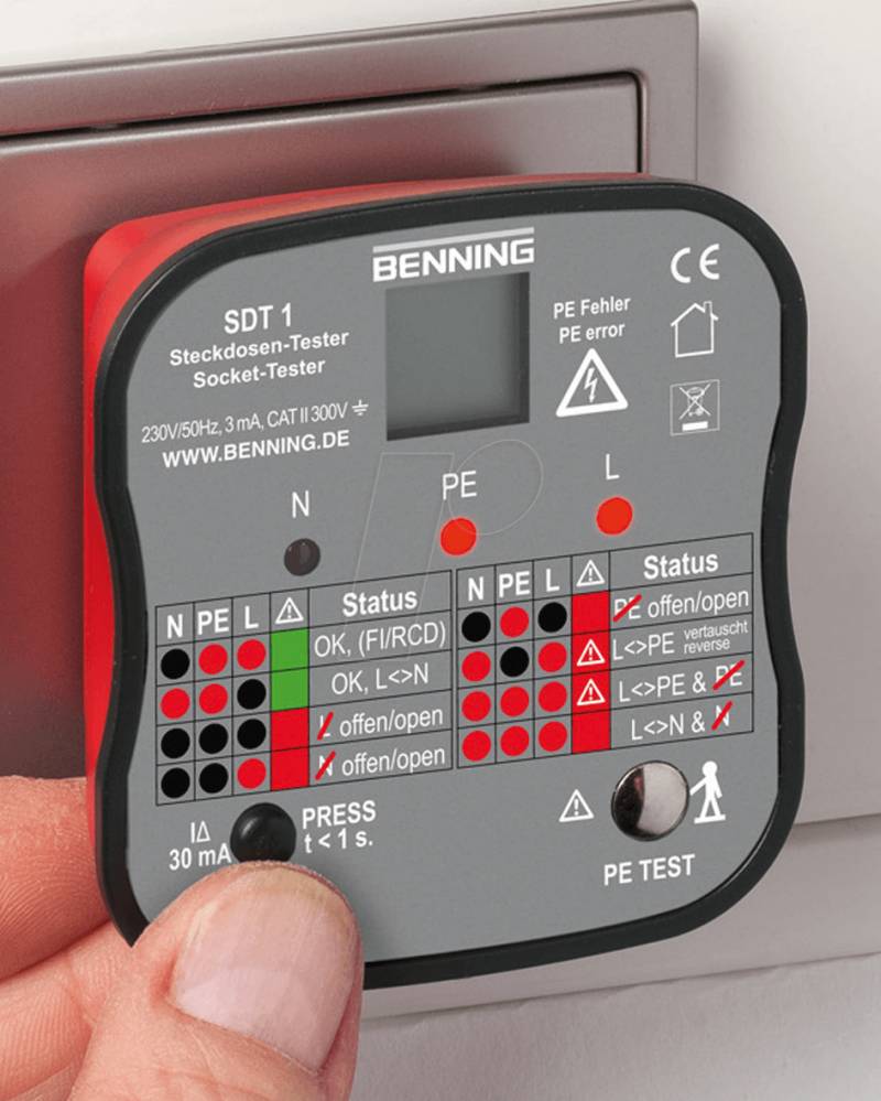 BENNING STD 1 - Steckdosenprüfer mit Fingerkontakt von BENNING