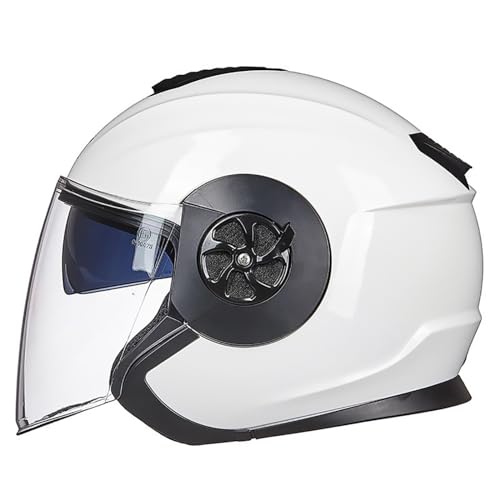 3/4-Motorradhelm Mit Offenem Gesicht, Retro-Jethelm, Halbhelm Mit Doppelvisier, DOT/ECE-Zertifizierung, Vierjahreszeiten-Motorradhelme Für Roller, Mopeds, Für Männer Und Frauen F,XL=60-61CM von BENSIMPB