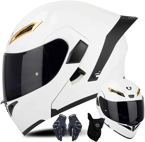 Bluetooth-Modularer Motorradhelm, Integral-Klapphelm Mit ECE-Zulassung, Integrierter Helm Mit Doppelvisier Für Erwachsene, Männer Und Frauen G,XXL=63-64CM von BENSIMPB