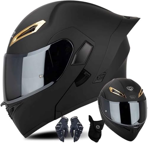 Bluetooth-Modularhelm Für Motorrad-Integralhelme Mit Klappfunktion, ECE-Geprüfte Klapphelme Mit Doppelvisier, Integrierter Helm Mit Zwei Lautsprechern Und Mikrofon A,XL=61-62CM von BENSIMPB