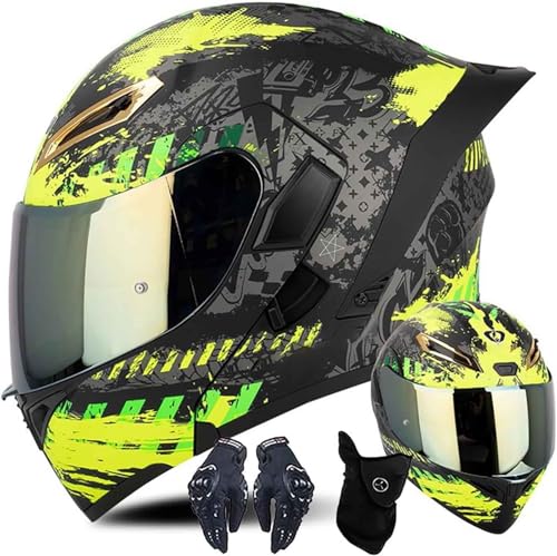 Bluetooth-Modularhelm Für Motorrad-Integralhelme Mit Klappfunktion, ECE-Geprüfte Klapphelme Mit Doppelvisier, Integrierter Helm Mit Zwei Lautsprechern Und Mikrofon H,L=59-60CM von BENSIMPB