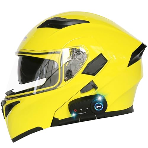 Bluetooth-Motorradhelm, Hochklappbarer Motorradhelm, ECE-Geprüfter Modularer Motorrad-Straßenhelm Mit Doppelter Sonnenblende Für Männer Und Frauen, Motorrad-Integralhelm C,M=57-58CM von BENSIMPB