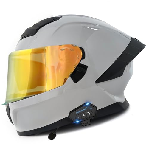 Bluetooth-Motorradhelm, Integral-Klapphelm, ECE-Geprüft, Integrierter Helm Mit Doppelvisier Für Erwachsene, Männer Und Frauen D,M=55-56CM von BENSIMPB