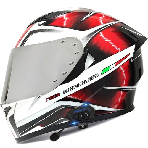 Bluetooth-Motorradhelme, Integralhelm, Hochklappbar, Modularer Motorradhelm, Integriertes Motorrad-Doppelvisier Für Erwachsene Männer Und Frauen, DOT/ECE-Zertifiziert B3,XXL=61-62CM von BENSIMPB