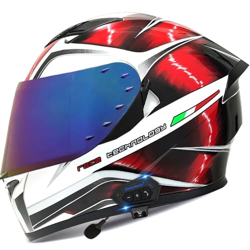 Bluetooth-Motorradhelme, Integralhelm, Hochklappbar, Modularer Motorradhelm, Integriertes Motorrad-Doppelvisier Für Erwachsene Männer Und Frauen, DOT/ECE-Zertifiziert B4,XXL=61-62CM von BENSIMPB