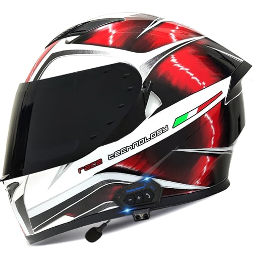 Bluetooth-Motorradhelme Integralhelm Modularer Motorradhelm Klapphelm ECE-Geprüft Für Erwachsene Männer Und Frauen Mit Doppelvisier A2,XL=59-60CM von BENSIMPB