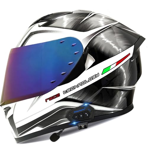 Bluetooth-Motorradhelme Integralhelm Modularer Motorradhelm Klapphelm ECE-Geprüft Für Erwachsene Männer Und Frauen Mit Doppelvisier C4,M=55-56CM von BENSIMPB