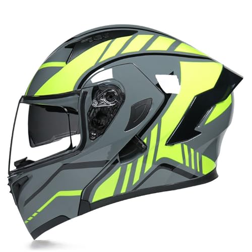 Modularer Motorradhelm Für Erwachsene, Hochklappbarer Fronthelm Mit Doppelvisier, Lokomotiv-Motorcrosshelme, DOT/ECE-Zugelassener Integralhelm Für Motorradfahrer F,M=55-56CM von BENSIMPB