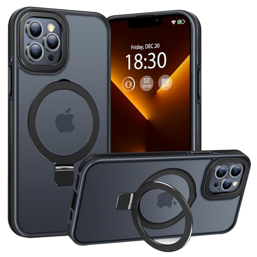 BENTIACC Handyhülle iPhone 13 pro Hülle, mit Unsichtbarer Ständer, mit Mag-Safe, Militärschutz, [Transluzente Matte] Anti-Fingerabdruck hülle iPhone 13 pro 6,1 Zoll(Schwarz) von BENTIACC