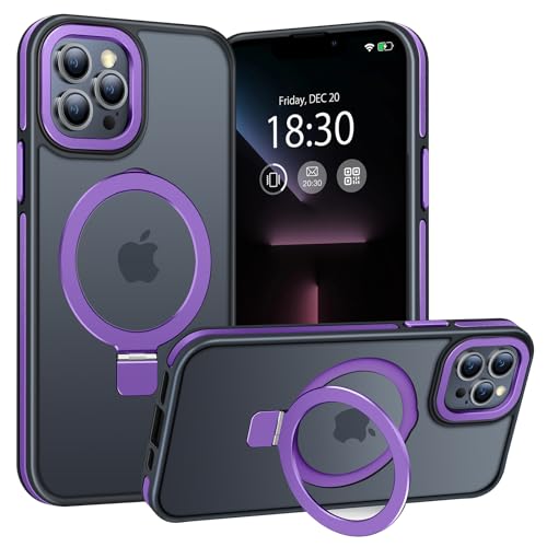 BENTIACC Handyhülle iPhone 13 pro max Hülle, mit Unsichtbarer Ständer, mit Mag-Safe, Militärschutz, [Transluzente Matte] Anti-Fingerabdruck hülle iPhone 13 pro max 6,7 Zoll(Dunkelviolett) von BENTIACC