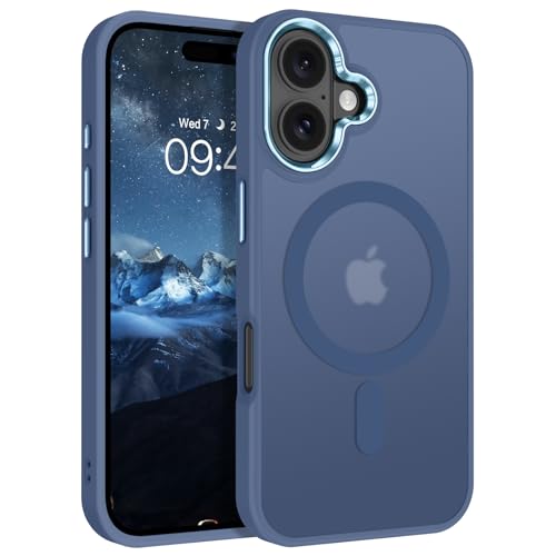 BENTOBEN Kompatibel mit iPhone 16 Hülle, Magnetische iPhone 16 Hülle [Kompatibel mit Magsafe] Durchscheinende Matte Handyhülle iPhone 16 Slim Fit Stoßfest Damen Herren Schutzhülle für iPhone 16, Blau von BENTOBEN