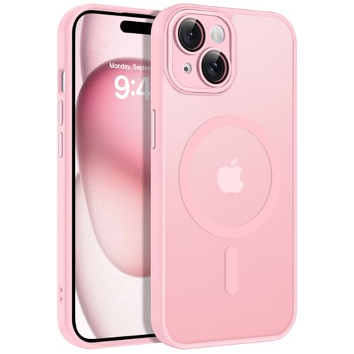 BENTOBEN Magnetische Schutzhülle für iPhone 15, kompatibel mit Magsafe, vollständiger Kameraschutz, schlankes, durchscheinendes, mattes Design, stoßfest, niedlich, für Mädchen, Damen, Jungen, Herren, von BENTOBEN