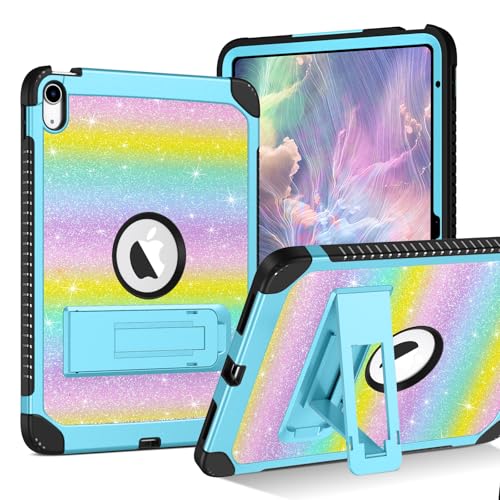 BENTOBEN Schutzhülle für iPad 10. Generation mit Ständer, glitzernd, glitzernd, 3-lagig, robust, iPad 10. Generation, stoßfest, Schutzhülle für iPad 27,7 cm (11 Zoll), 2022 Release, Regenbogenfarben von BENTOBEN