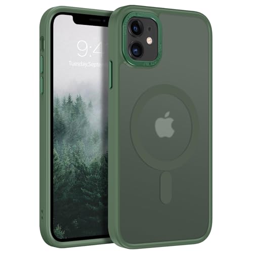 BENTOBEN Schutzhülle für iPhone 11, magnetische Schutzhülle für iPhone 11, kompatibel mit Mag Safe, durchscheinend, matt, dünn, stoßfest, Anti-Fingerabdruck, Schutzhülle für iPhone 11, 15,5 cm, Grün von BENTOBEN