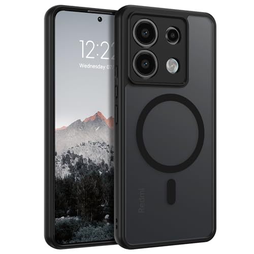 BENTOBEN für Xiaomi Redmi Note 13 Pro 5G Hülle mit MagSafe Magnetisch Hülle für Xiaomi Poco X6 5G Durchscheinende Schwarz Matt Anti-Fingerabdruck Handyhülle Rückseite Dünn Stoßfest Schutzhülle von BENTOBEN