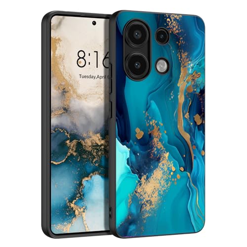 BENTOBEN Handyhülle für Xiaomi Redmi Note 13 4G Hülle, Xiaomi Redmi Note 13 4G Case Leuchten im Dunkeln Slim dünn Fluoreszenz Gold Blau Marmor Muster PC Schale TPU Bumper Kratzfest Schutzhülle Hülle von BENTOBEN