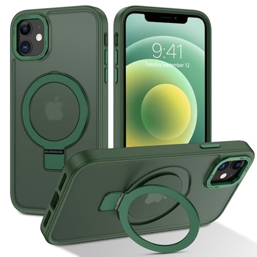 BENTOBEN für iPhone 12 Mini 5.4" Hülle für Mag - Safe mit Ständer, 【Magnetisch Ständer Ring】 Clear Kabellos Dünn TPU Bumper Cover Case Handyhülle iPhone 12 Mini 5.4", Grün von BENTOBEN