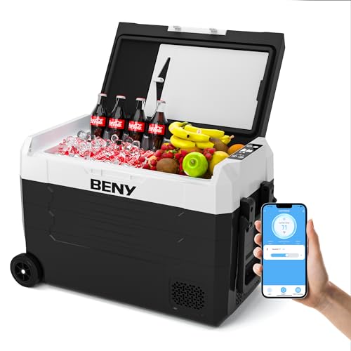 BENY Kompressor Kühlbox 45L 12/24V Auto Kühlschrank Dual Zone Elektrische Kühlbox mit App Control Gefrierschrank -20℃ bis 20℃ für Auto, Camping, LKW, Boot, Reisen von BENY