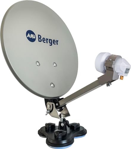 BERGER Mobile Sat-Anlage Komplettset Single-LNB im Campingkoffer | Satellitenschüssel Sat Komplettanlage | inkl. Zubehör von BERGER