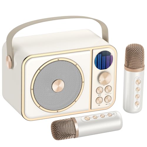 BESCOST Karaoke Maschine mit 2 Kabellosen Mikrofonen, Tragbare Karaoke Anlage für Erwachsene & Kinder, Bluetooth Karaoke Maschine mit 7 wechselnden Stimmeffekten für Partys, Geburtstage und Geschenk von BESCOST