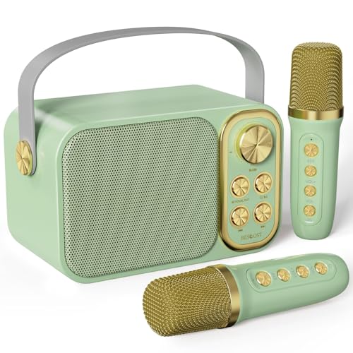 BESCOST Karaoke Maschine mit 2 Mikrofonen, Mini Karaoke Anlage mit 7 Stimmeffekten, tragbare Bluetooth Karaoke Lautsprecher für Kinder & Erwachsene, Perfekt für Partys und Geburtstage, Grün BESCOST Karaoke Maschine mit 2 Mikrofonen, Mini Karaoke Anlage mit 7 Stimmeffekten, tragbare Bluetooth Karaoke Lautsprecher für Kinder & Erwachsene, Perfekt für Partys und Geburtstage, Grün von BESCOST