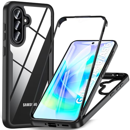 BESINPO Für Samsung Galaxy A56 5G Hülle, Samsung Galaxy A36 5G Hülle Mit Eingebautem Displayschutz, 360° Rundumschutz Stoßfest Robust Case Handyhülle Schutzhülle für Samsung A56/A36 5G (Schwarz) von BESINPO