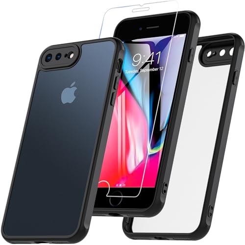 BESINPO Für iPhone 8 Plus Hülle, iPhone 7 Plus Hülle Mit Panzer Schutz Glas, 360° Rundumschutz Stoßfest Handyhülle Robust Case Cover Schutzhülle für iPhone 8 Plus/7 Plus 5.5 Zoll - Schwarz von BESINPO